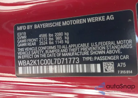 2020 BMW 230I xDrive z USA, uszkodzony, nr VIN WBA2K1C00L7D71773